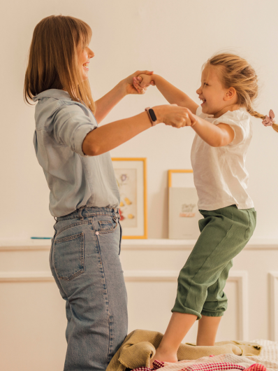 a babysitter maison helya in the middle of a play session with the little girl she looks after every day after school