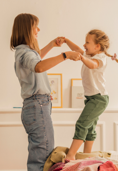 a babysitter maison helya in the middle of a play session with the little girl she looks after every day after school