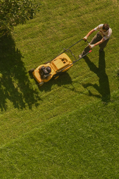 a maison helya landscape gardener uses the mower in the park of an exceptional property