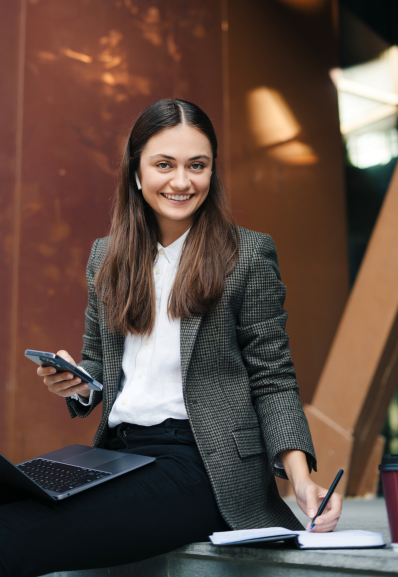 a young personal assistant Maison Helya takes notes for her client